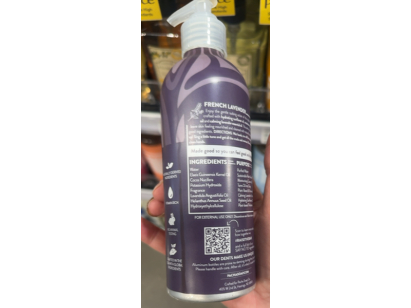 Pacha Soap Co Liquid Hand Soap, French Lavender, 12 fl oz/354 mL