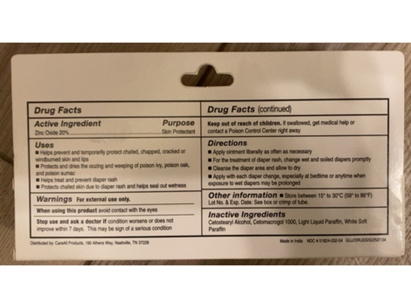 Careall Skin Protectant Ointment, Zinc Oxide, 2 oz/60 g, Pack Of 3