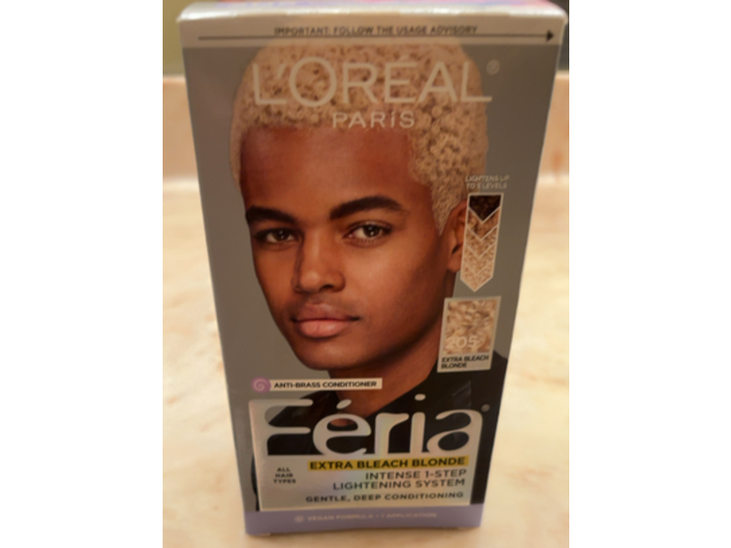 L'Oreal Paris Feria Multi-Faceted Shimmering Permanent Hair Color, 205 Bleach Blonding, 1 Kit