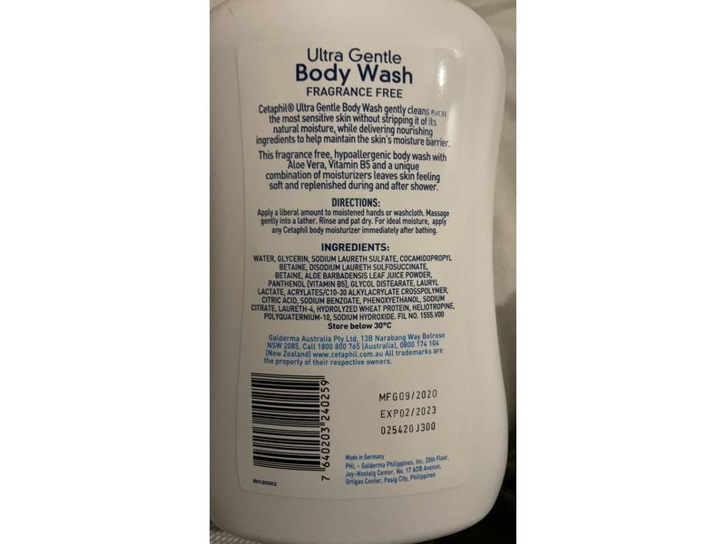 Cetaphil Ultra Gentle Body Wash, Fragrance Free, 1 L