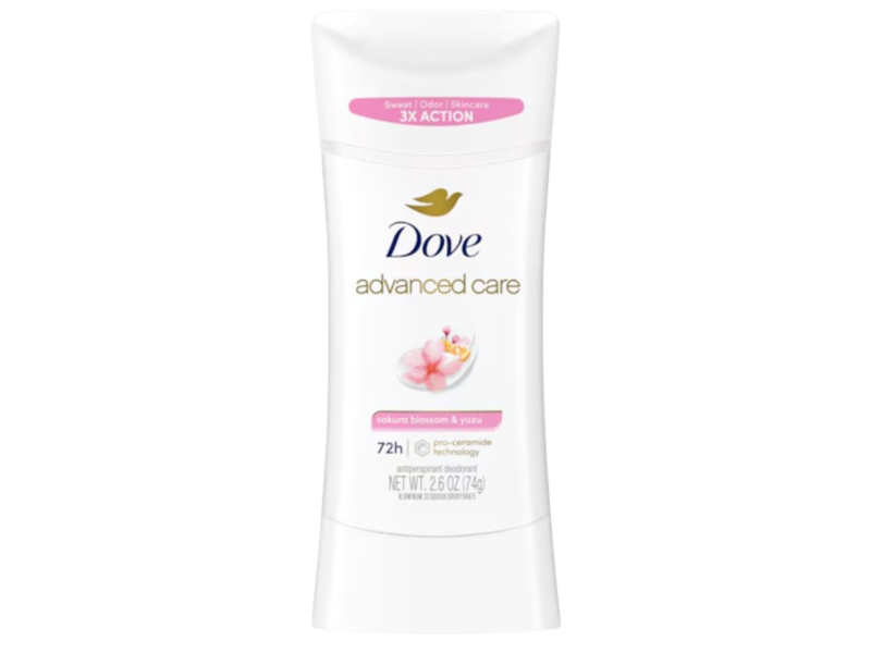Dove Advanced Care Antiperspirant Deodorant, Sakura Blossom & Yuzu, 2.6 oz/74 g, Pack Of 4