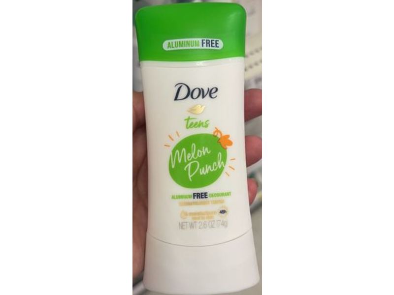 Dove Teens Aluminum-Free Deodorant Stick, Melon Punch, 2.6 oz/74 g