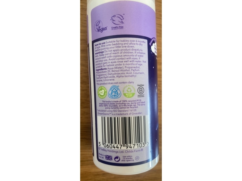 Childs Farm Slumber Time Sleep Mist, Lavender & Moon Milk, 3.3 fl oz/100 mL