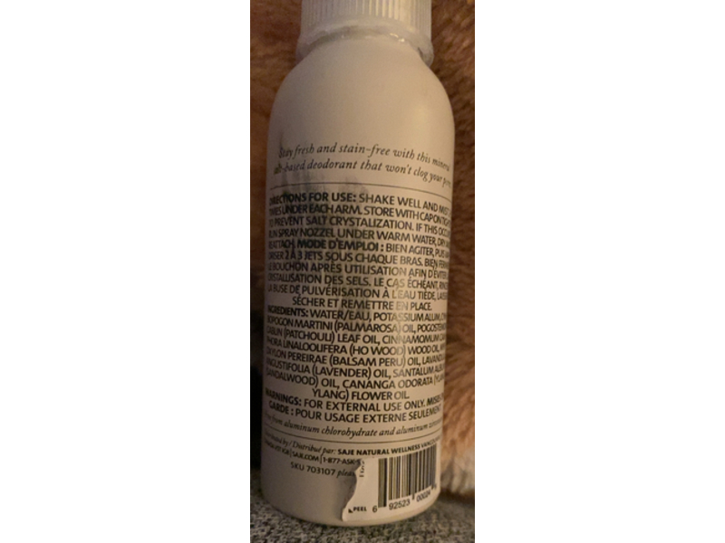 Saje Exotic Natural Deodorant Spray, Lavender, Sandalwood, 3.4 fl oz/100 mL