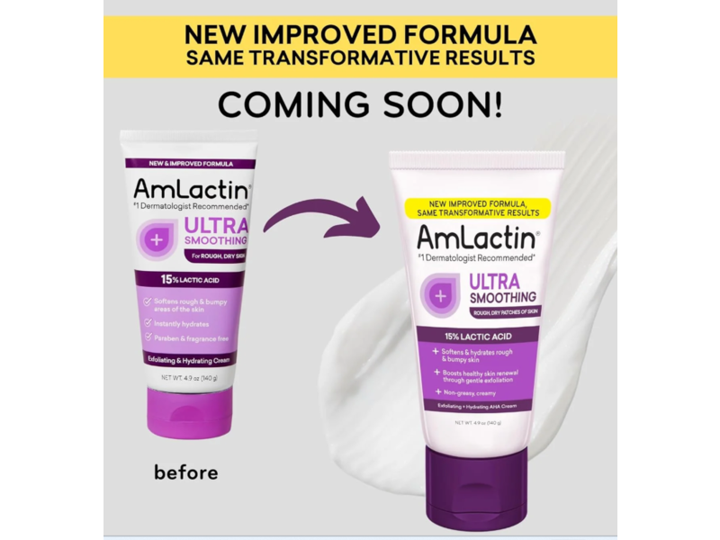 AmLactin Ultra Smoothing Intensely Hydrating Cream, 15 % Lactic Acid, 4.9 oz/140 g