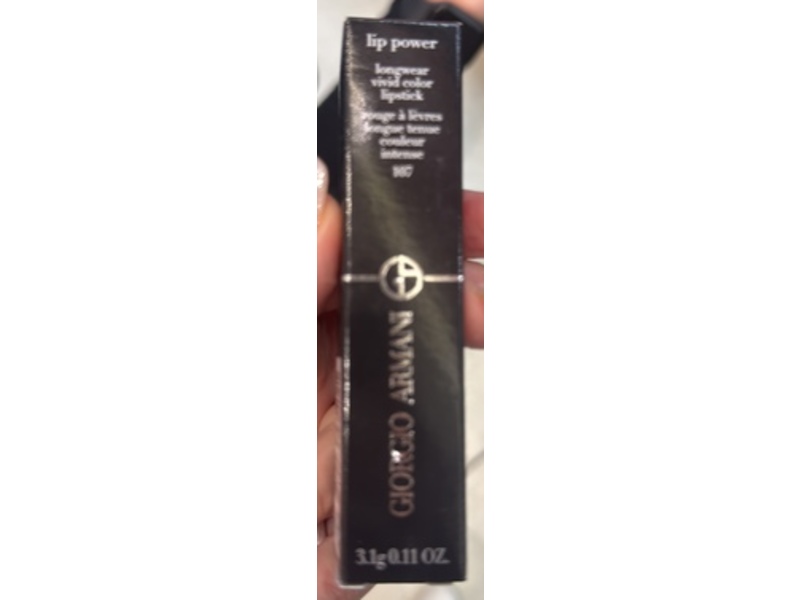 Giorgio Armani Lip Power Longwear Vivid Color Lipstick, 107 Soft Beige, 0.11 oz/3.1 g