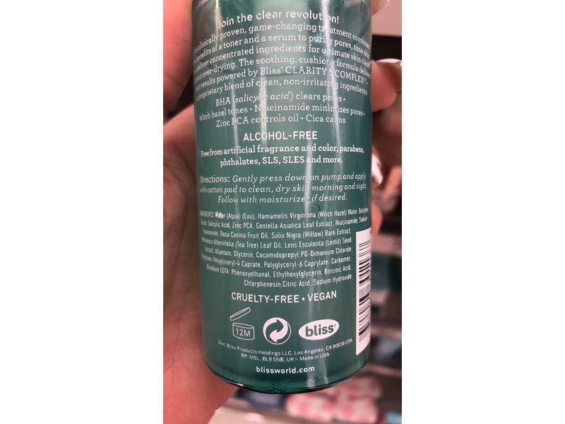 Bliss Clear Genius Clarifying Toner + Serum, 4.3 fl oz/130 mL