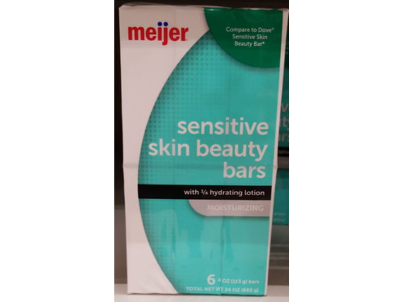 Meijer Sensitive Skin Beauty Bars, 4 oz/113 g, 6 Count
