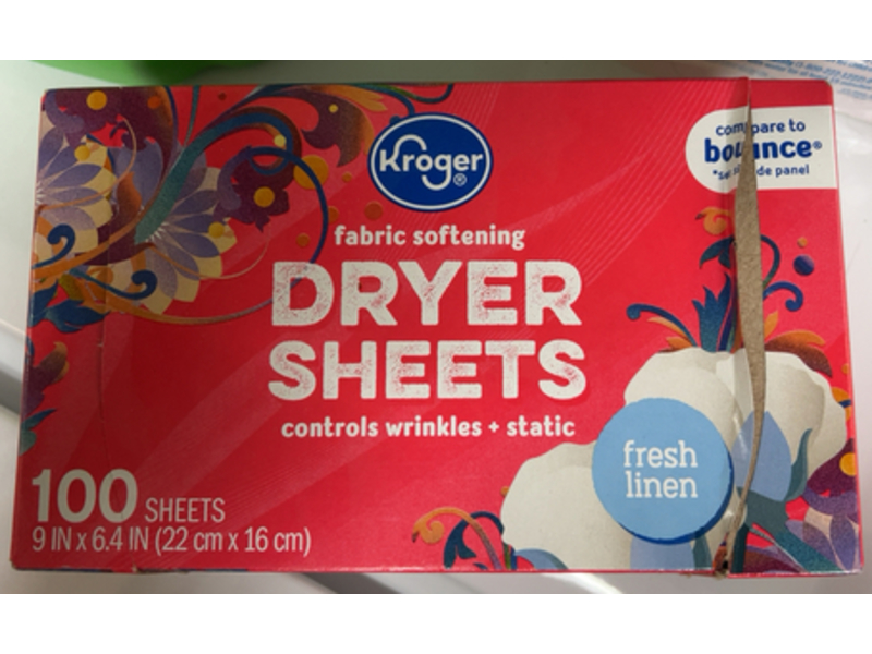 Kroger Fabric Softening Dryer Sheets, Fresh Linen, 100 Count