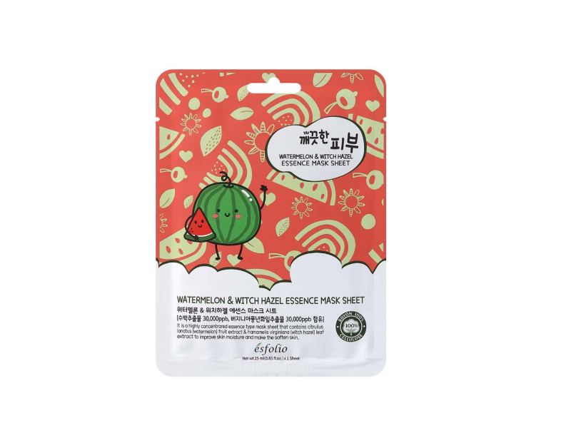 Esfolio Essence Mask Sheet, Watermelon & Witch Hazel, 0.85 fl oz/25 mL, Pack Of 10