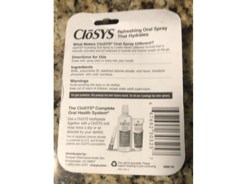 CloSYS Refreshing Oral Spray, Mint, 0.31 fl oz/9.2 mL, 3 Count