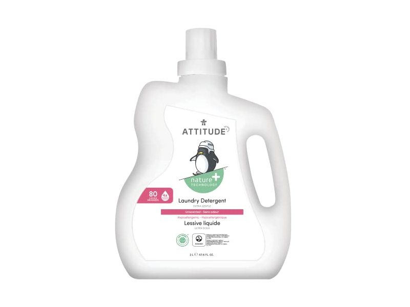 Attitude Nature+ Baby Laundry Detergent, Unscented, 67.6 fl oz/2 L