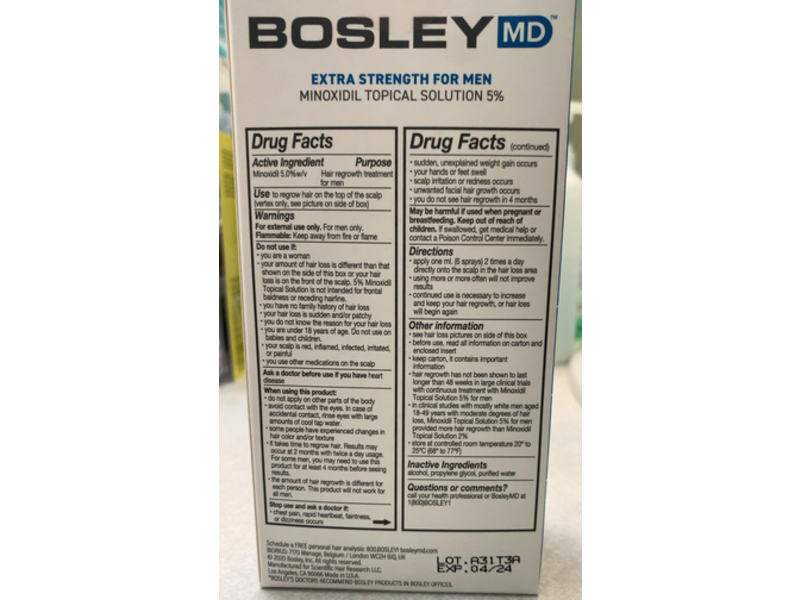 BosleyMD Hair Regrowth Treatment for Men, 2 fl oz/60 mL, 2 Count