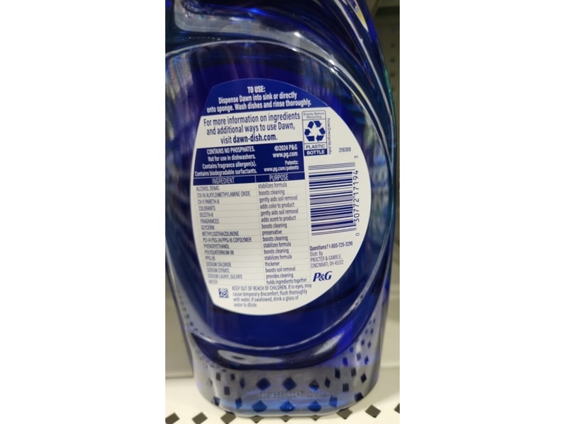 Dawn Platinum Plus PowerSuds Dish Soap, Fresh Rain, 21.6 fl oz/638 mL