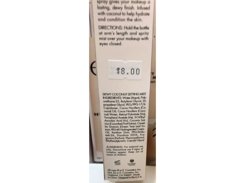 e.l.f. Cosmetics Dewy Setting Mist, Coconut, 2.70 fl oz/80 mL
