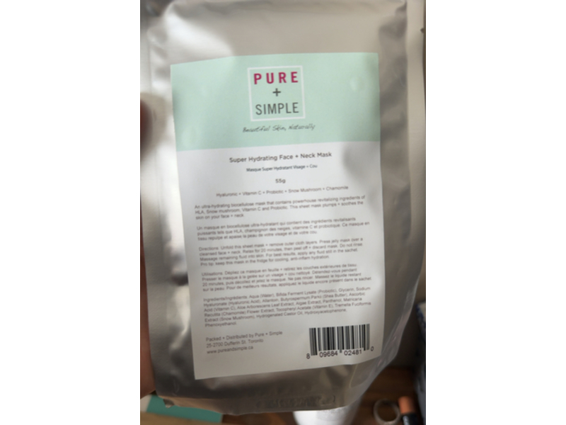 Pure + Simple Super Hydrating Face + Neck Mask, 55 g