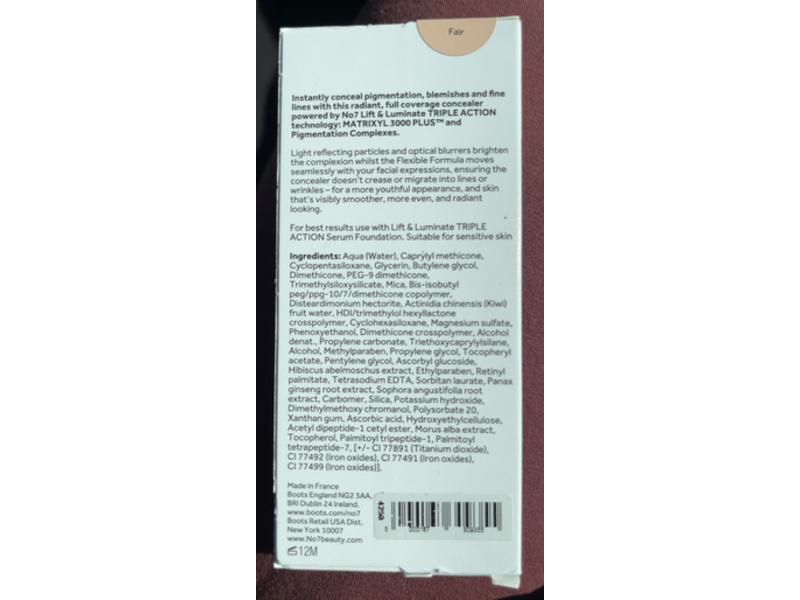 No7 Lift & Luminate Triple Action Serum Concealer, Fair, 0.27 fl oz/8 mL