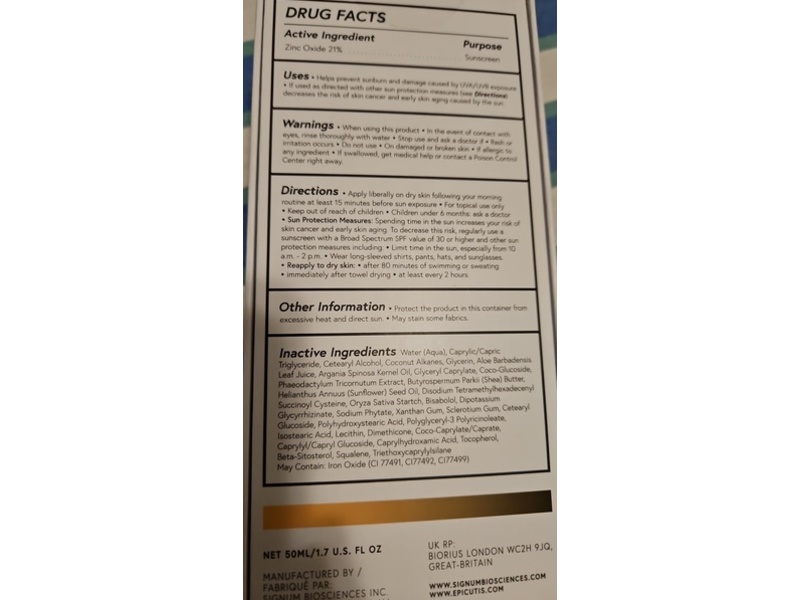 Epicutis Lipid Shield Tinted Sunscreen, SPF 30, 1.7 fl oz/50 mL