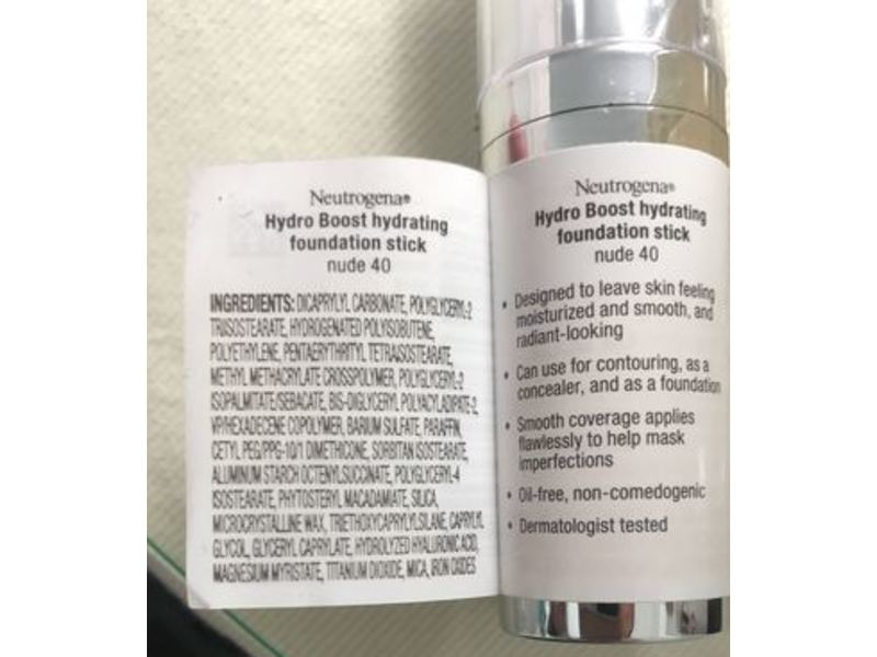 Neutrogena Hydro Boost Hydrating Foundation Stick, Nude 40, 0.29 oz