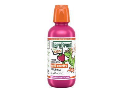 TheraBreath Kids Anticavity Fluoride Oral Rinse, Strawberry Splash, 16 fl oz/473 mL