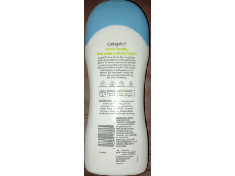 Cetaphil Ultra Gentle Refreshing Body Wash, Refreshing Scent, 16.9 fl oz/500 mL, Pack Of 3