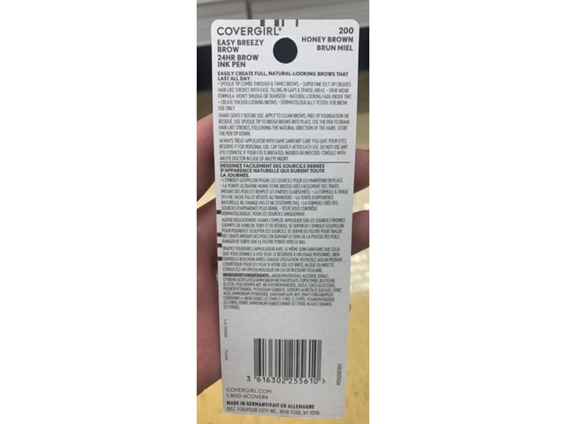 Covergirl Easy Breezy Brow Ink Pen, 200 Honey Brown, 0.02 fl oz/0.6 mL