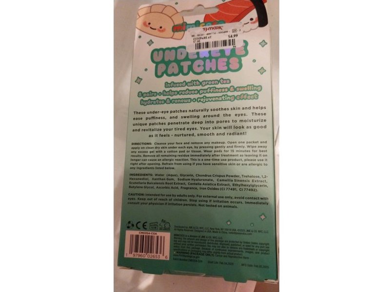 Mimicoco Hydrate & Soothe Undereye Patches, Green Tea Infused, 8 Pairs