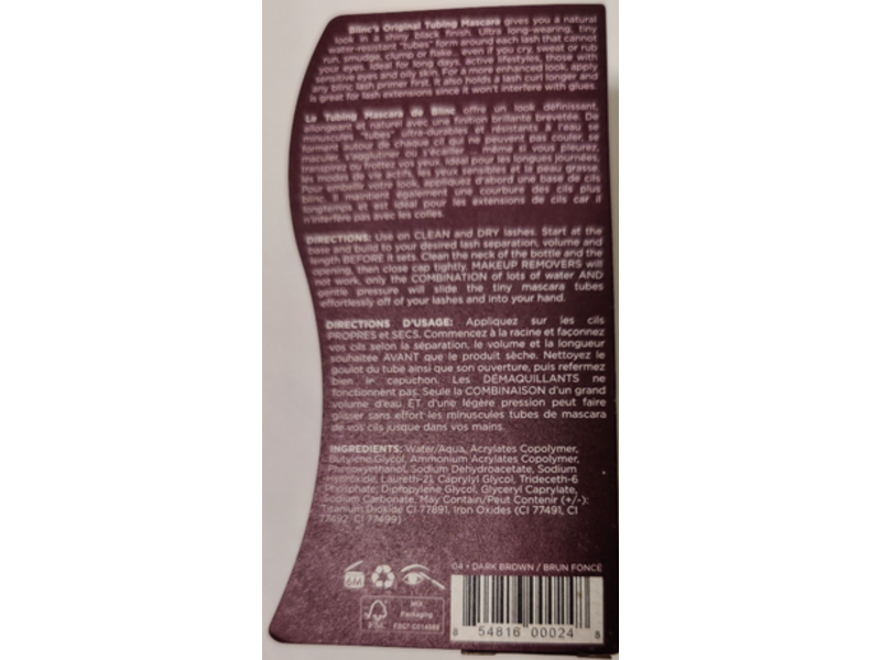 Blinc Original Tubing Mascara, Dark Brown, 0.30 fl oz/9 mL