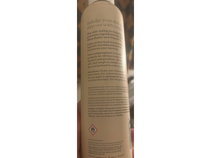 Gem Skin-Loving Deodorant, Santal, Hyaluronic, Vitamin E & Shea Butter, 207 mL