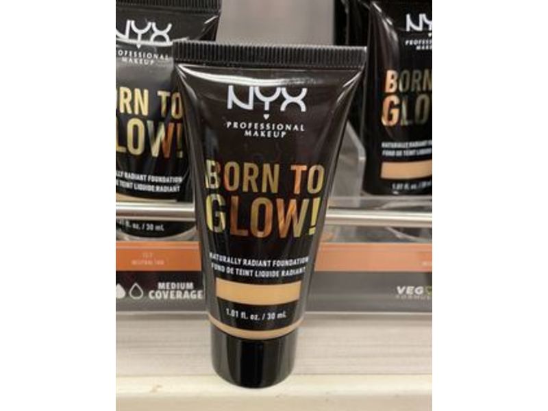 Nyx Professional Born To Glow Radiant Foundation, Medium Olive, 1.01 fl oz/30 ml