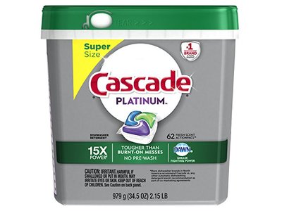 Cascade Platinum Dishwasher Detergent, Fresh Scent, 62 Loads, 34.5 oz/979 g