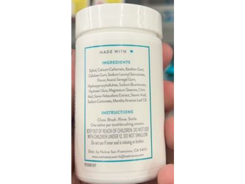 Native Toothpaste Tablets Fluoride Free, Wildmint, 60 Count