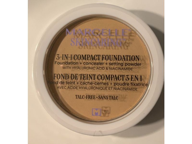 Marcelle 3 In 1 Compact Foundation + Concealer + Setting Powder, Buff Beige, 0.3 oz/8.5 g
