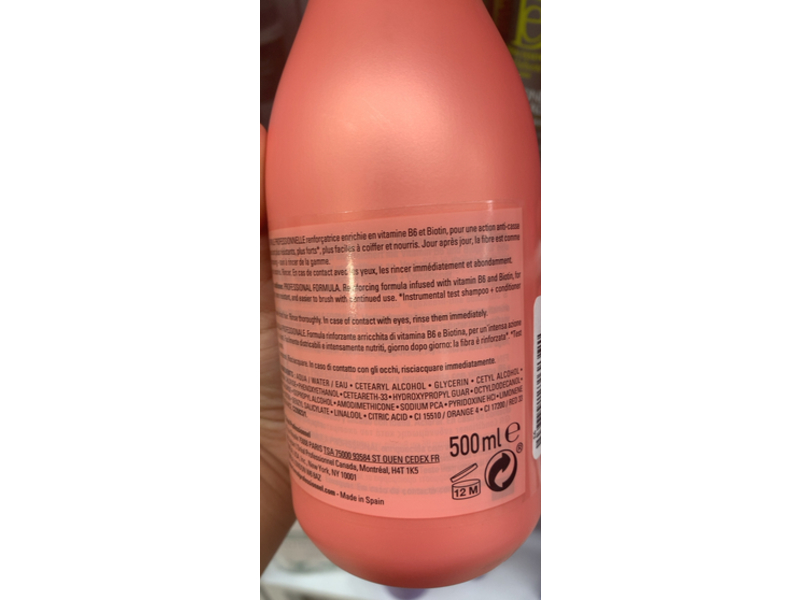 L'Oreal Professionel Strengthening Anti Breakage Conditioner, Serie Expert, B6 + Biotin Inforcer, 16.9 oz/500 mL