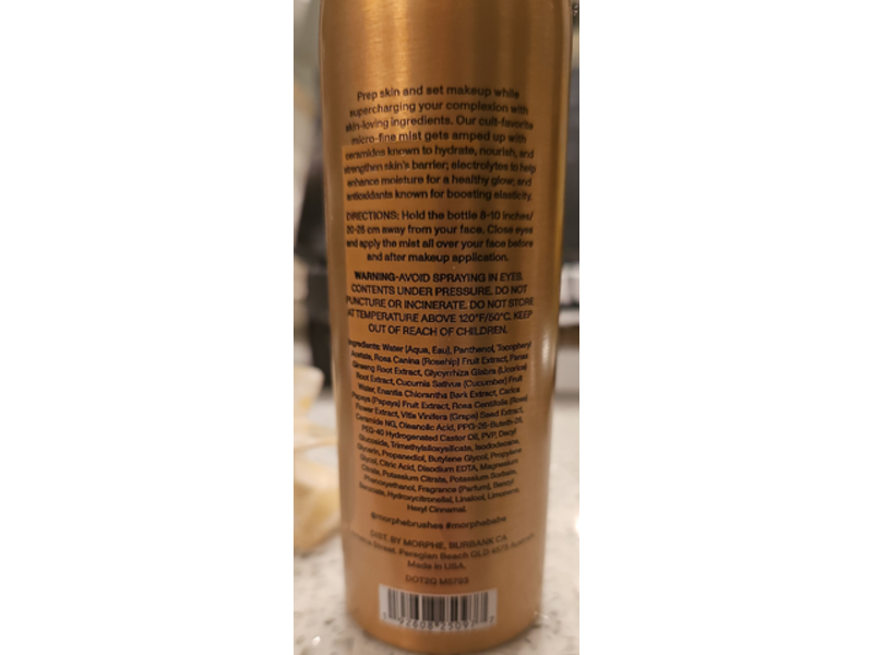 Morphe Continuous Prep & Set Mist, Cereamide & Antioxidant, 2.8 oz/79.4 g