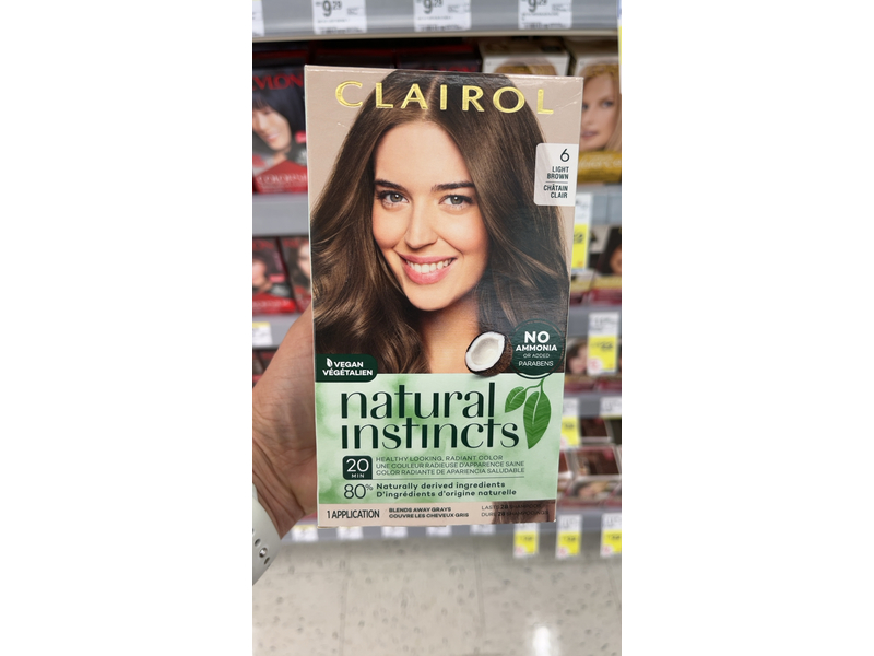 Clairol Natural Instincts Hair Color, 6 Light Brown, 1 Application.