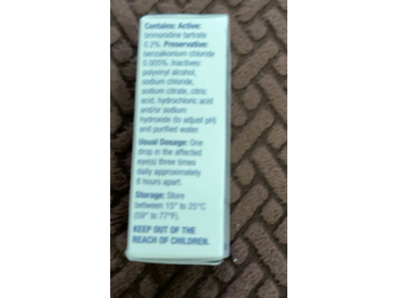 Brimonidine Tartrate Ophthalmic Solution 0.2%, 15 mL, Sandoz (Rx)