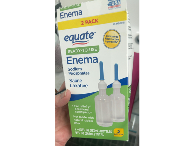 Equate Ready - To - Use Enema Saline Laxative, Sodium Phosphates, 4.5 fl oz/133 mL, Pack Of 2