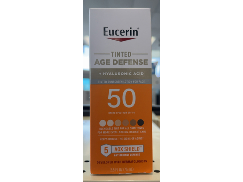 Eucerin Tinted Age Defense Sunscreen Lotion, SPF 50, 2.5 fl oz/75 mL