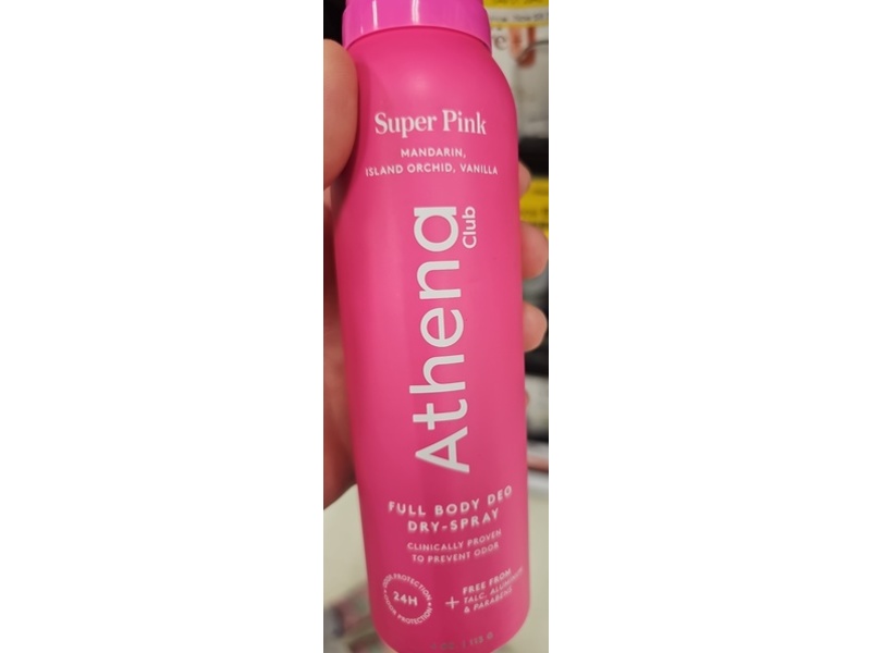 Athena Club Full Deo Body Dry-Spray, Super Pink, 4 oz/115 g