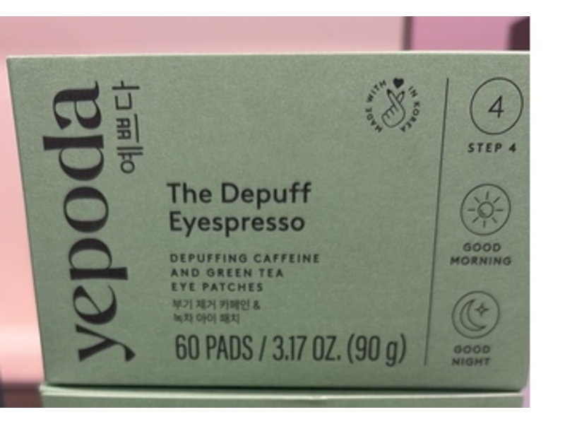 Yepoda The Depuff Eyespresso Eye Patches, Depuffing Caffeine & Green Tea, 3.17 oz/90 g, 60 Count