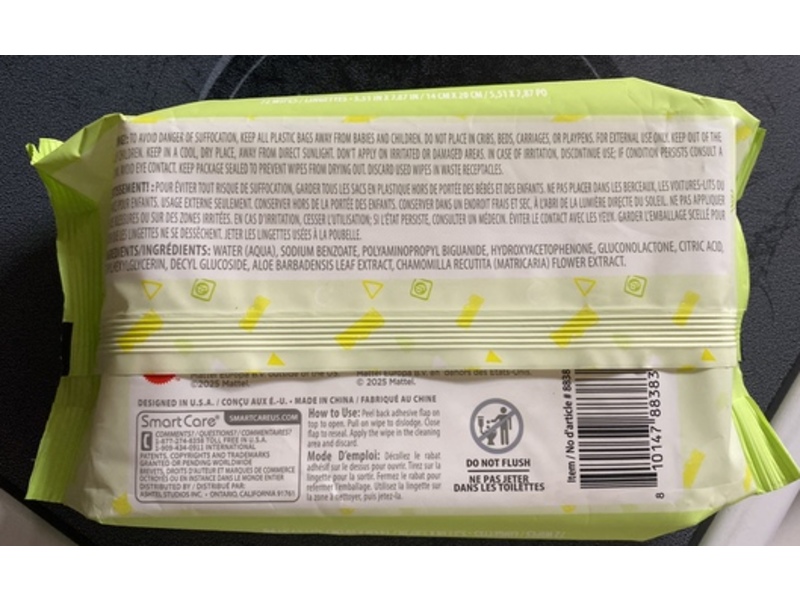 Fisher Price Smart Care Wipes, Aloe Vera & Chamomile, 72 Count