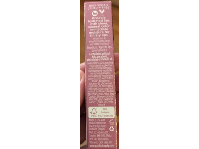 Pacifica Color Quench Lip Tint, Vanilla Hibiscus, 0.15 oz/4.25 g