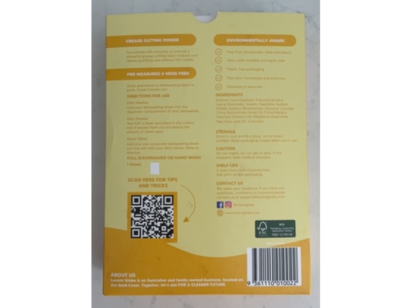 Lucent Globe Dishwashing Detergent Sheets, Lemon, 80 Count