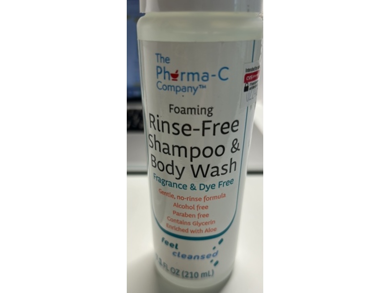 The Pharma-C Company Foaming Rinse-Free Shampoo & Body Wash, Fragrance & Dye Free, 7.1 fl oz/210 mL