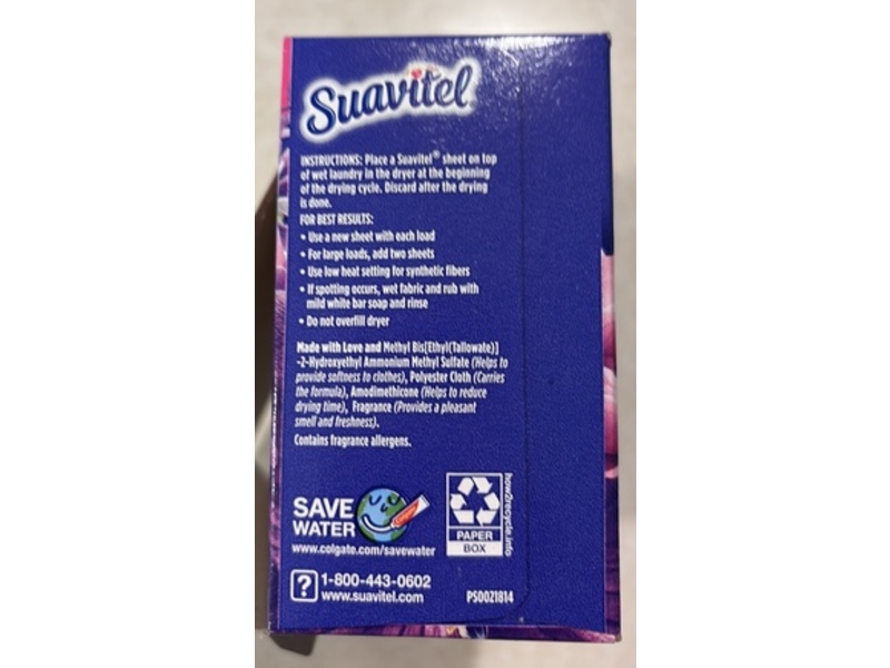 Suavitel Complete Fabric Conditioner Sheets, Lavender, 70 Count, Pack Of 18