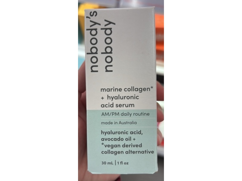 nobody's nobody Serum, Marine Collagen + Hyaluronic Acid, 1 fl oz/30 mL
