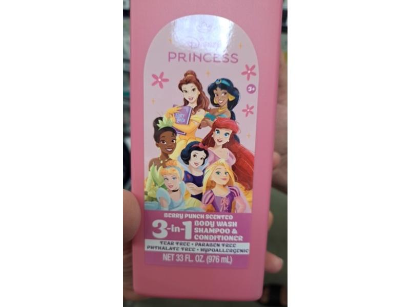 Disney Princess 3-In-1 Body Wash Shampoo & Conditioner, Berry Punch, 33 fl oz/976 mL