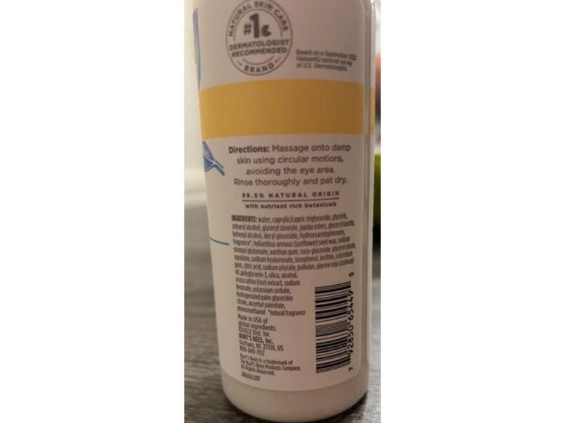 Burt's Bees Hydrating Milk Cleanser, Rice Milk + Hyaluronic Acid, 8 fl oz/256.5 mL