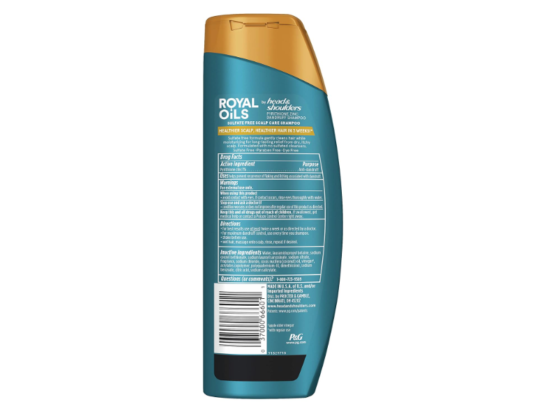 Head & Shoulders Scalp Care Shampoo, Royal Oils, Coconut Oil & Apple Cider Vinegar, 12.8 fl oz/380 mL, Pack Of 2